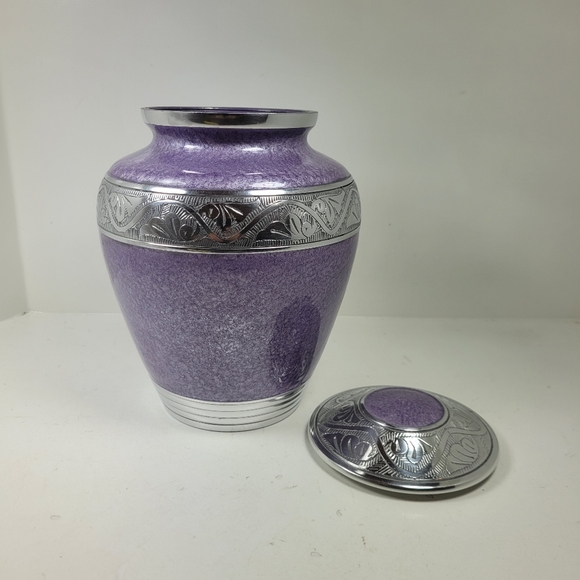 Elegant Purple and Silver Urn